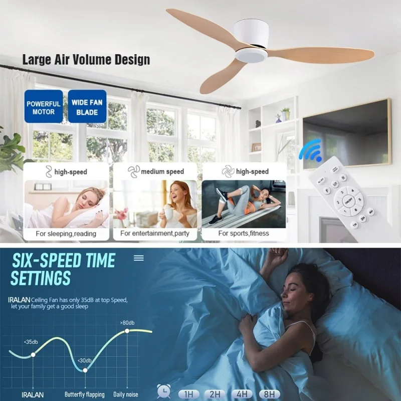 42Inch Modern LED Ceiling Fan Light Strong Winds Living Room Restaurant Household Electric Fan Mute With Lamp Ceiling Fan 220V