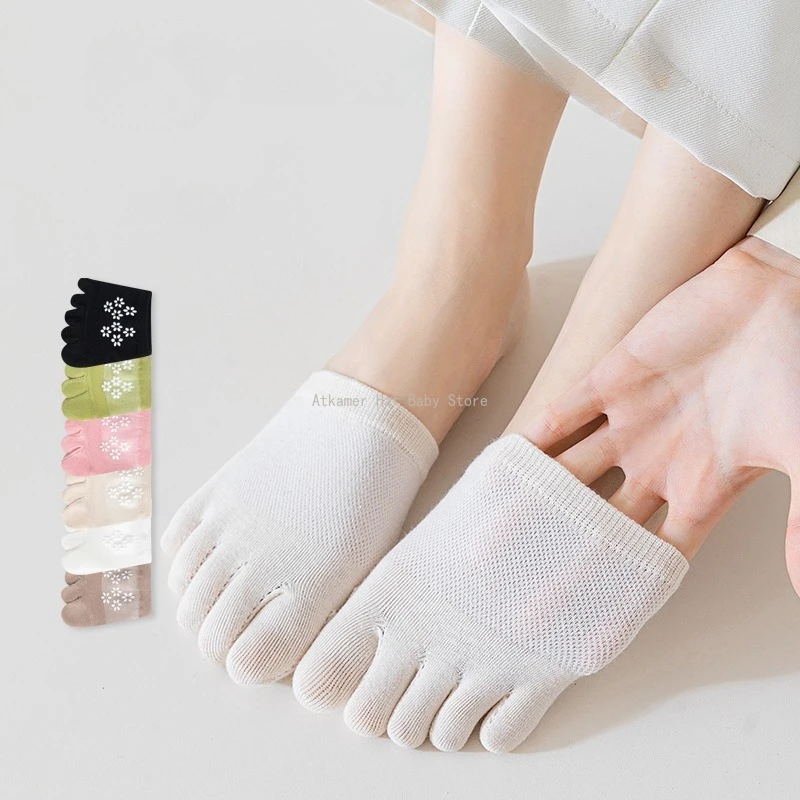 

Five Toe Socks Invisible Half Toe For Women Anti-slip Silicone High Heels Shoe Socks Summer Thin Mesh Cotton Women Socks