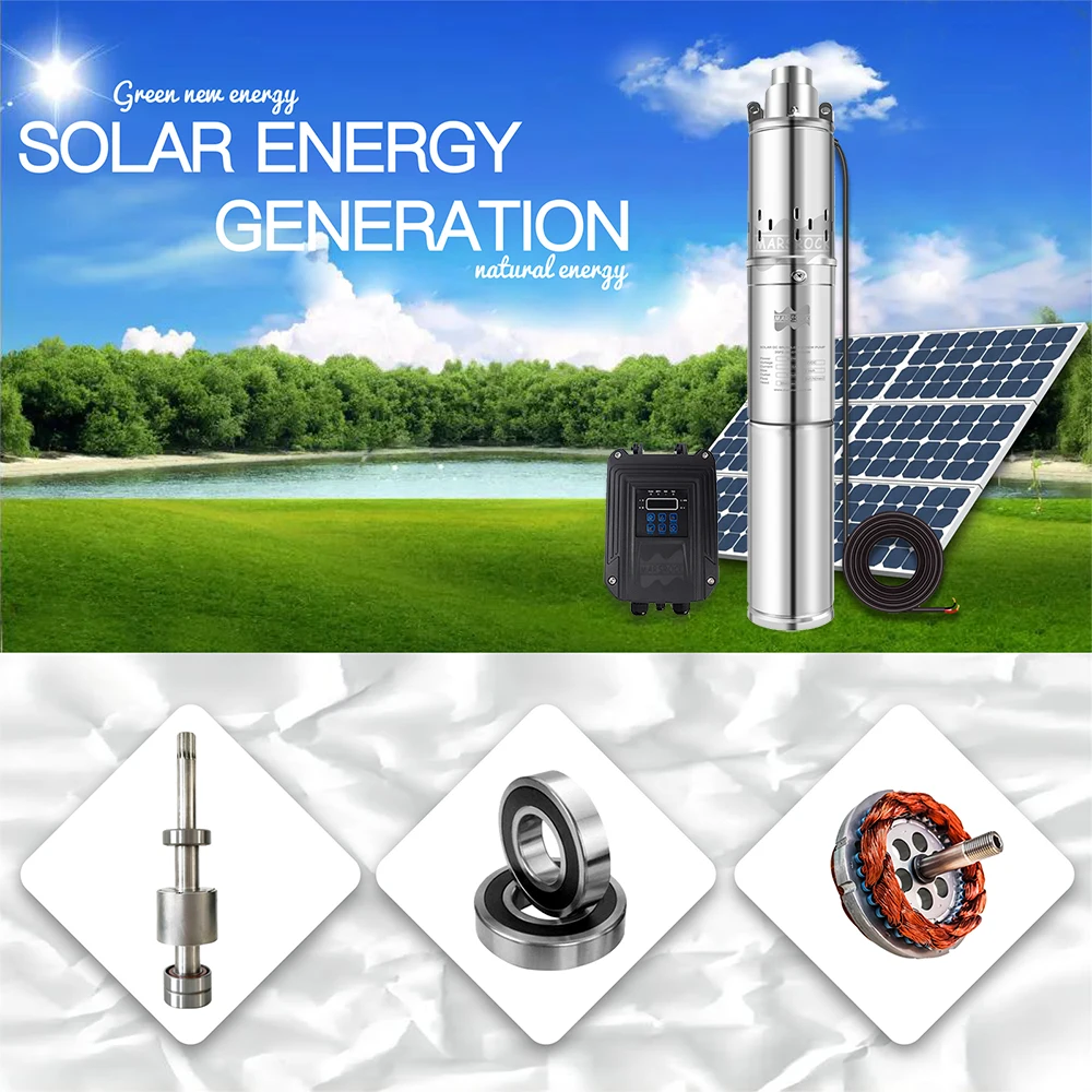 750W 1200W Solar Deep Well Pump DC 24V 48V 72V External Controller Stainless Steel Submersible Screw Pump Lift 180M Agriculture