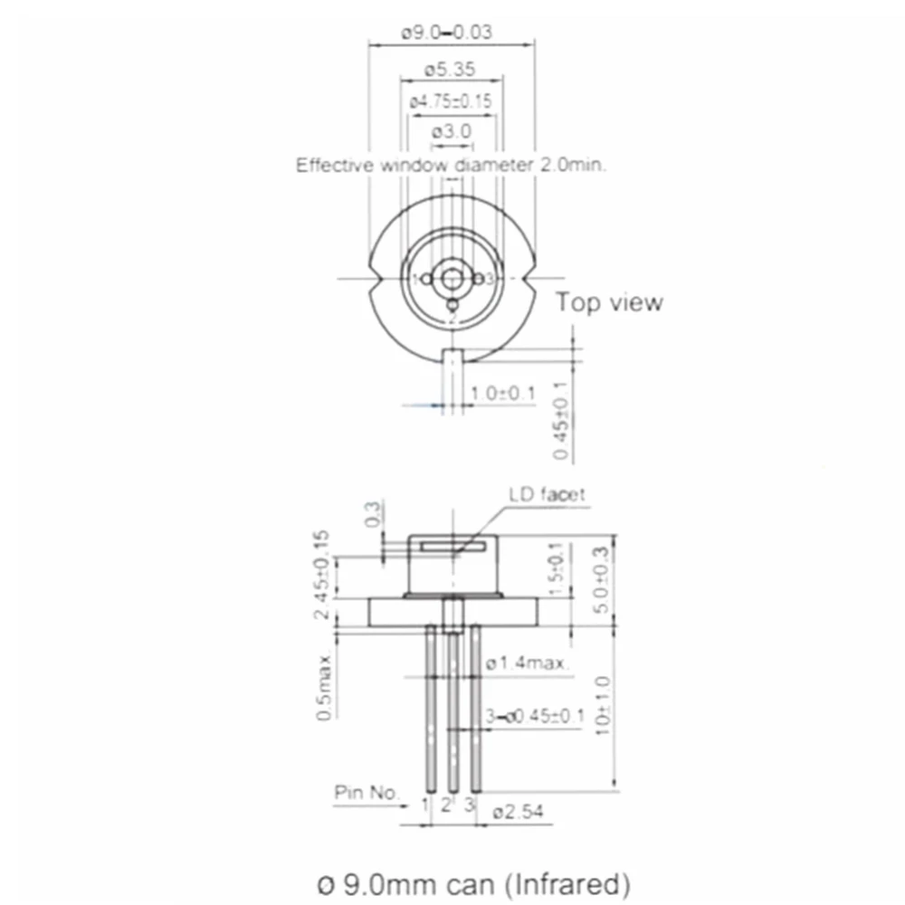 Diodo Laser di tipo N 675nm 670nm 10mw DL4039-011 TO-5 h109.0mm