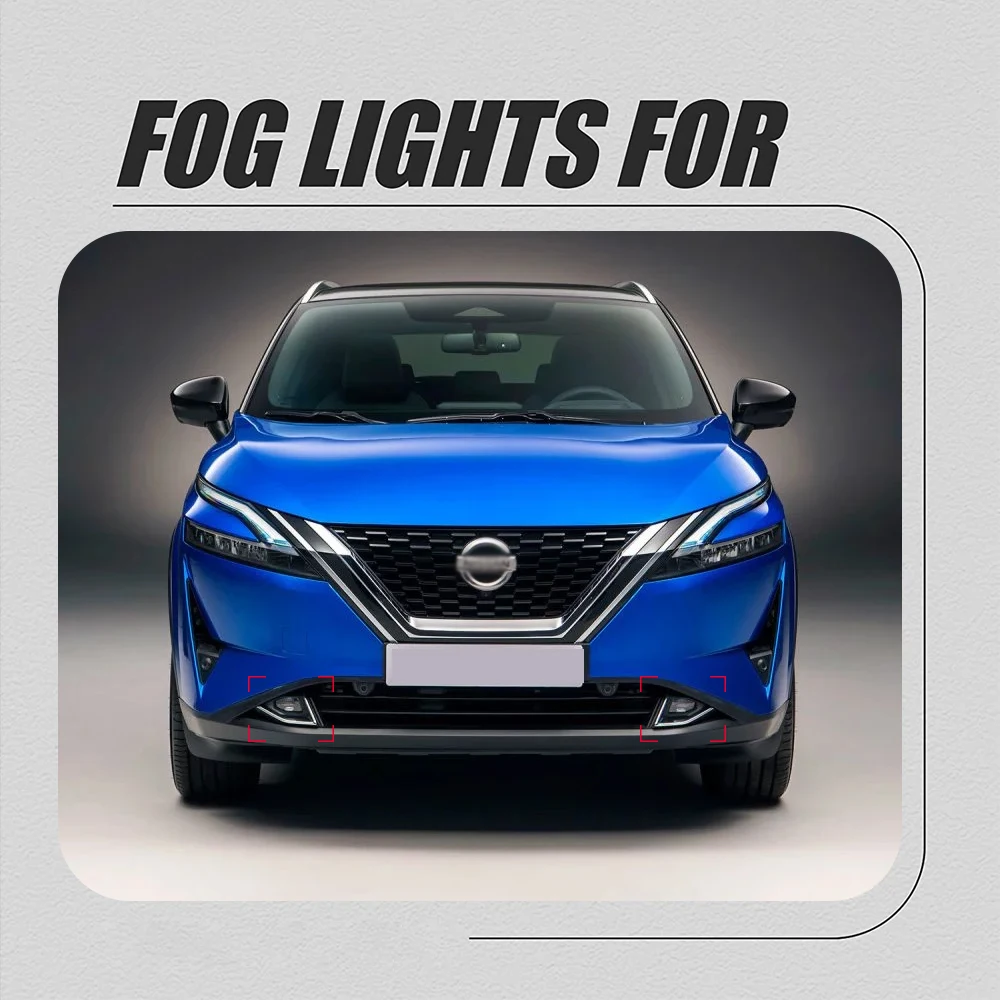 Front Bumper Fog Lamp Upgrade Kit FOR Nissan Qashqai 2022-2023 Version Additional Foglight Set Switch + Wiring