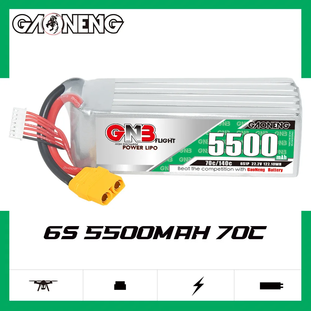 GNB 6S 22.2V 5500/7000/7200/8500/11000/13500mAh 70C بطارية ليبو مع XT60 XT90 XT90S التوصيل لطائرة هليكوبتر بدون طيار FPV