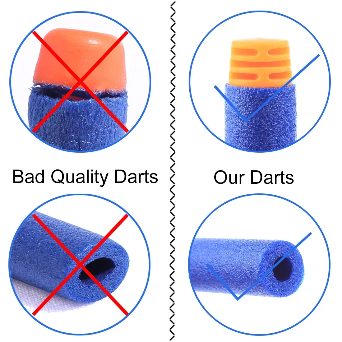 Balas tamponadas altas para Blasters Nerf, Dardos Soft Bullet, Cabeça Chata, Recarga de Espuma, Dardos Azuis, Série Elite, 1000PCs