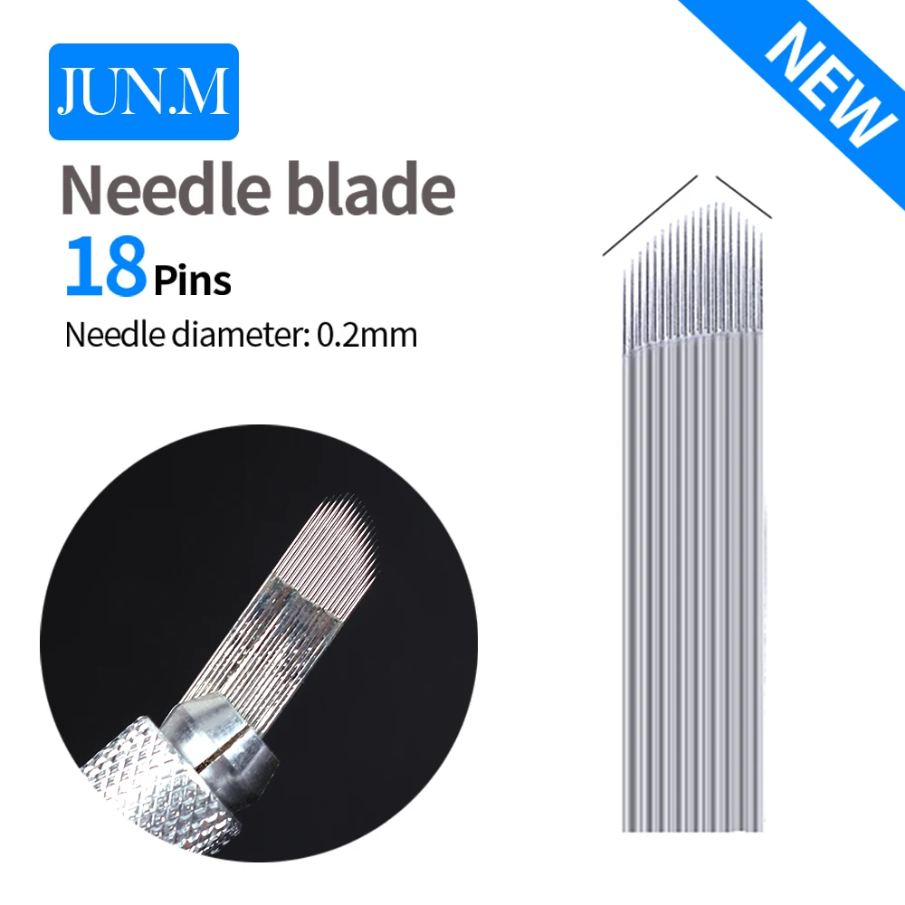 30/50/100pcs 18Pin Chamfer Blade Microblading Needles for Permanent Makeup Eyebrow Tattoo 3D Embroidery Manual Tattoo Pen