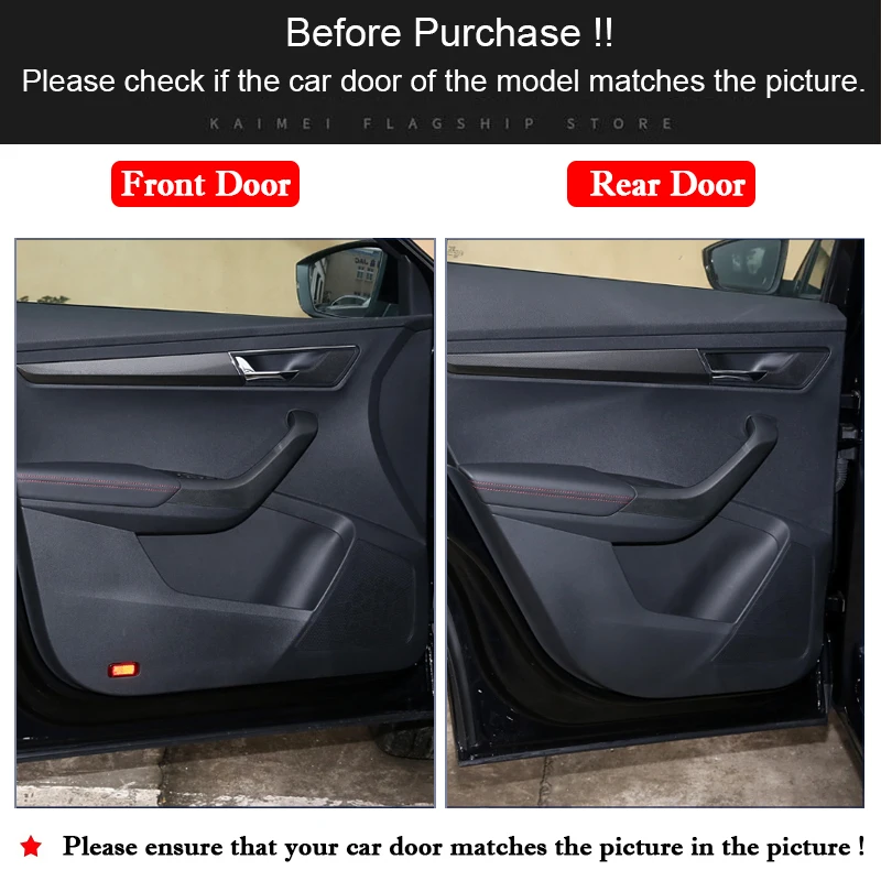 5 PCS For Skoda Karoq 2017-2025 Car Door Anti Kick Pad Leather Sticker Glove Box Film Anti-dirty Protective Stickers Accessories