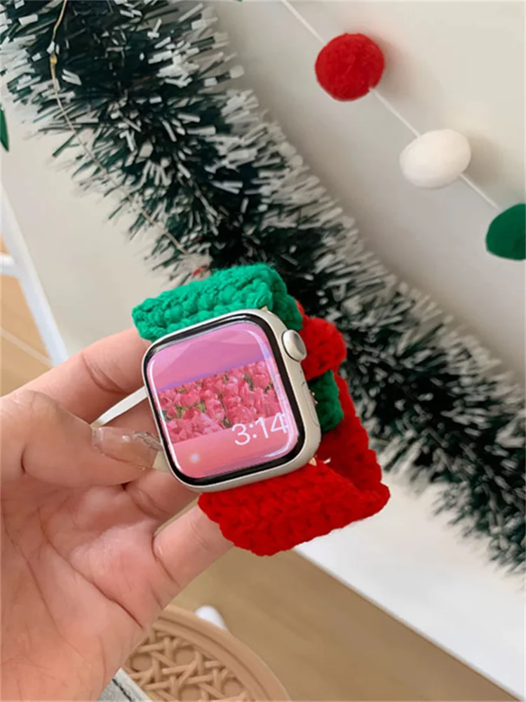 Y2k dziergany kwiatowy pasek do Apple Watch taśma do ćwiczeń Ultra2 49mm 41 45 38 42 40 44mm urocza damska pętla pasek do zegarka iwatch 9 SE 8 7 6