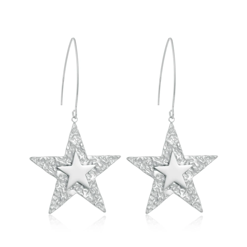 Jindian European and American style stainless steel pentagram women\'s elegant and fashionable trend versatile earrings