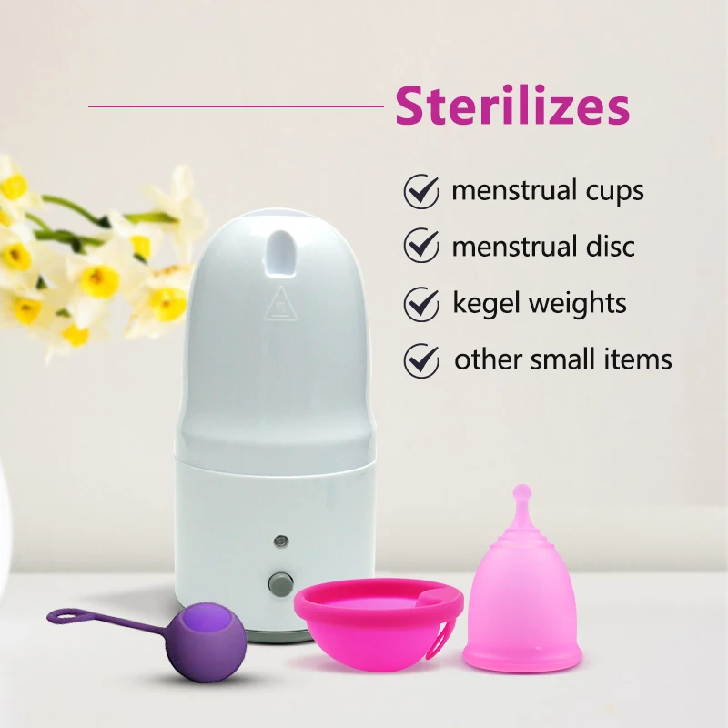 Women Personal health Care  Set period silicone menstrual disc cup menstruation collector with with electric sterilizer steamer