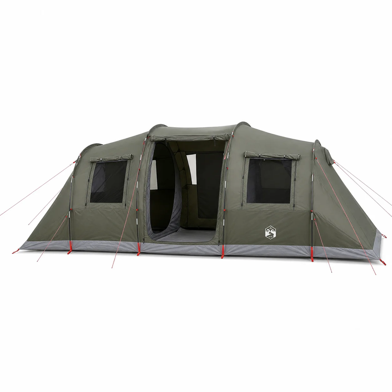 6-Personen-Familien-Campingzelt, Tunnelzelt für 6 Personen, Wasserdichtes Outdoor-Zelt mit 2 separaten Schlafkabinen, Geräumiges Winddichtes Design mit Elektroanschluss, Tragbar mit Tragetasche,