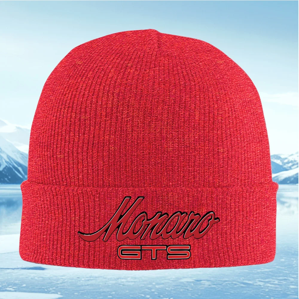 Monaro GTS elegante diseño de logotipo de texto hombres mujeres Unisex sombrero de punto gorro Jersey gorra invierno térmico cálido Navidad al aire libre Cycli
