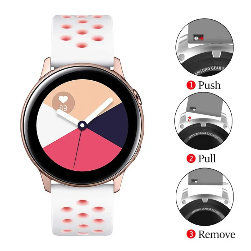 22 مللي متر 20 مللي متر حزام (استيك) ساعة لساعة سامسونج جالاكسي 6-5-برو-4-كلاسيك/أكتيف 2 سيليكون الرياضة هول سوار هواوي GT 4-3-2e-pro حزام