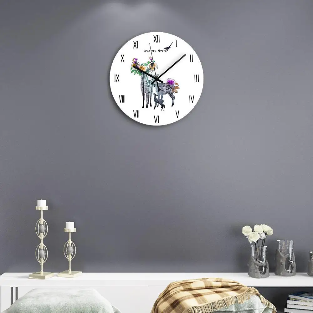 Deer Family DIY Wall Clock Cozy and Elegant Modern European Silent Creative Clock Amazon Best Seller