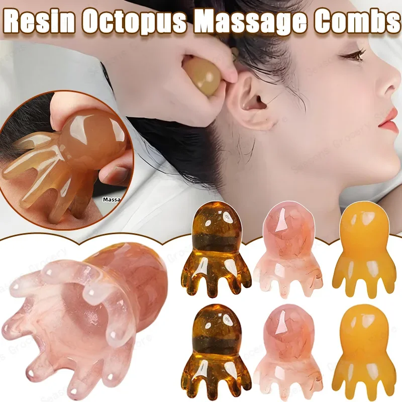 

2025 New Scalp Massager for Shower Octopus Design Hair Washing Brush Resin Acupressure Scrubber for Relaxation Hair Growth Gift