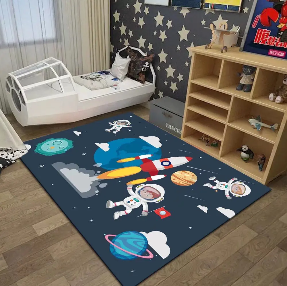 Cartoon Spaceman 3D Carpet Large Area Baby Crawling Rug Soft Children Bedroom Sofa Gaming Room Decoration Non-slip Mat Washable