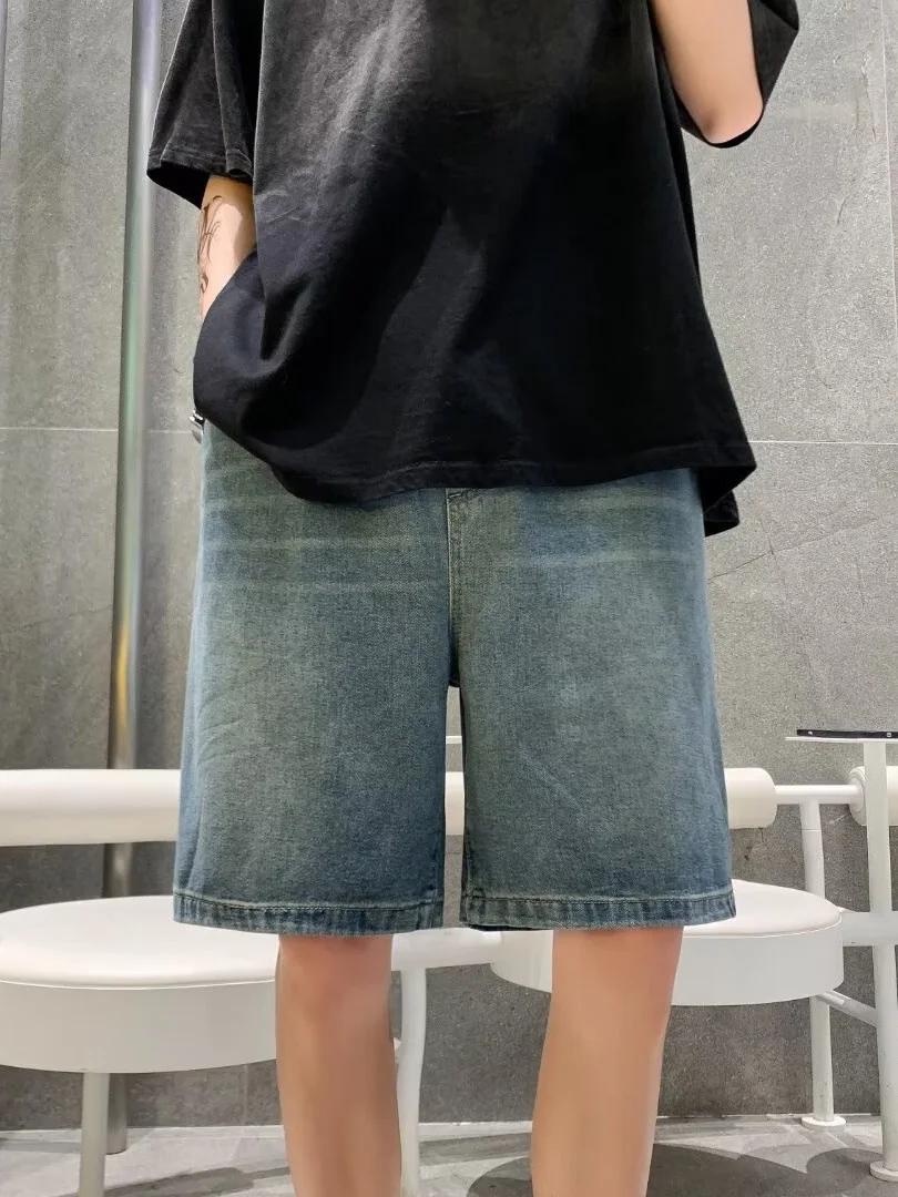 

Мужские джинсовые шорты свободного кроя с прямым кроем, средней посадкой, длиной 5 дюймов, молодежные, модные, летние, износостойкие