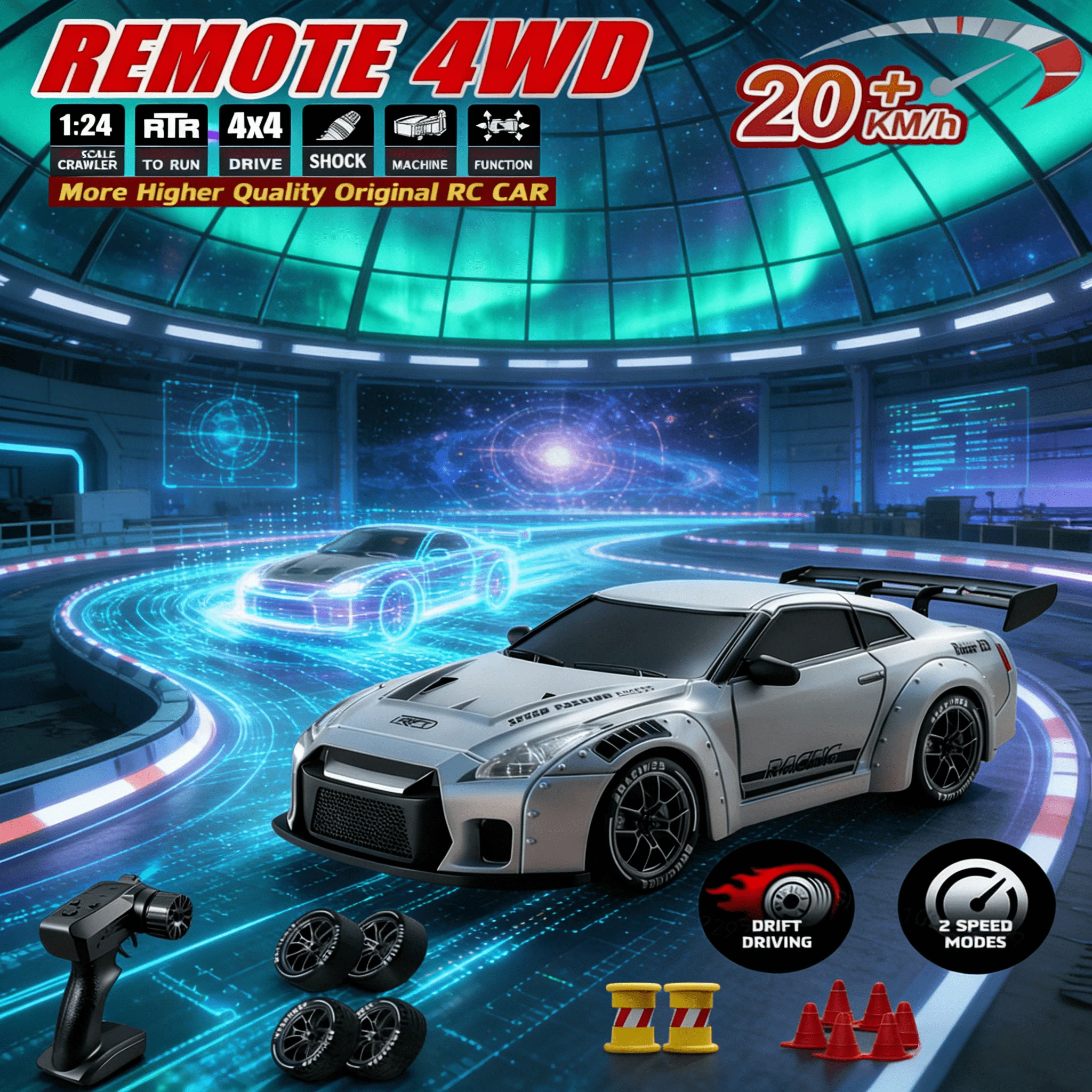 

Радиоуправляемая дрифт-машинка 1:24, 2,4 ГГц, со светодиодной подсветкой, для взрослых и детей, с регулируемой скоростью, 20 км/ч, высокоскоростная, идеальный подарок