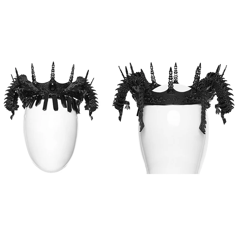 PUNK RAVE Men's Gothic Alloy & Biodegradable 3D-printed Dragon Coiling Crown Performance Dark Hats Accessories Headwear