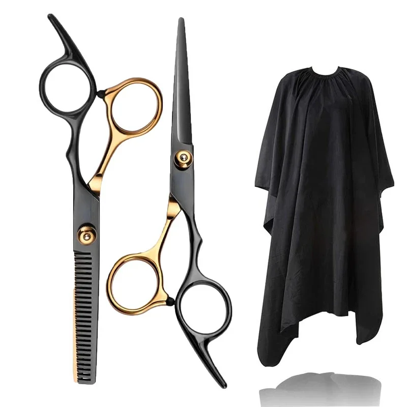 Professional Hair Cutting Scissors Home Hair Cutting Barber/Salon Thinning Shears Stainless Steel Hairdressing Black Golden