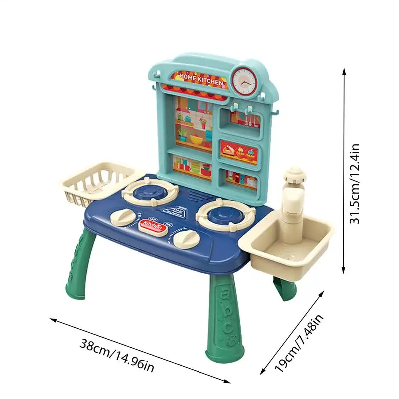 Toddler Kitchen Playset Set Of 27 Kitchenware Set Accessories Interactive Portable Kitchen Food Pretend Toy With Light And Music