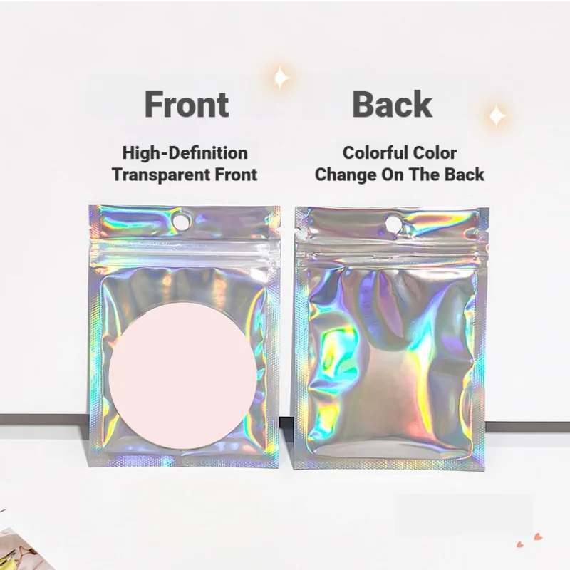 Holographic Resealable Ziplock Mylar Bags For Candy Tea Jewelry And Beauty Item Storage view 5