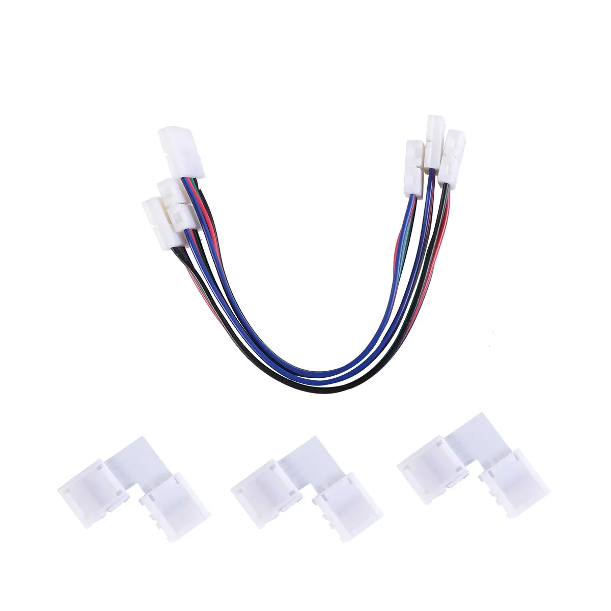 Conector de Fita LED RGB 4 Pinos Sem Solda para Extensão de Fita de Luz Flexível 5050 3528 5630 10mm para Controlador