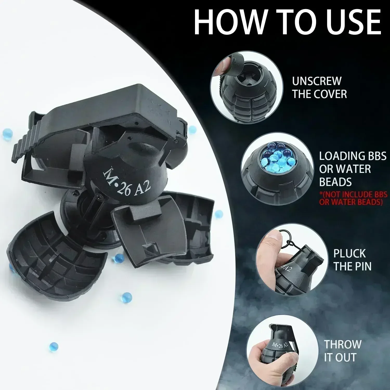 BLTactical الادسنس قنابل يدوية Toys1Pcs البلاستيك M26 نموذج الربيع بالطاقة تأثير حلقة سحب لعبة قنبلة يدوية مائية ل 14 + الصبي هدية