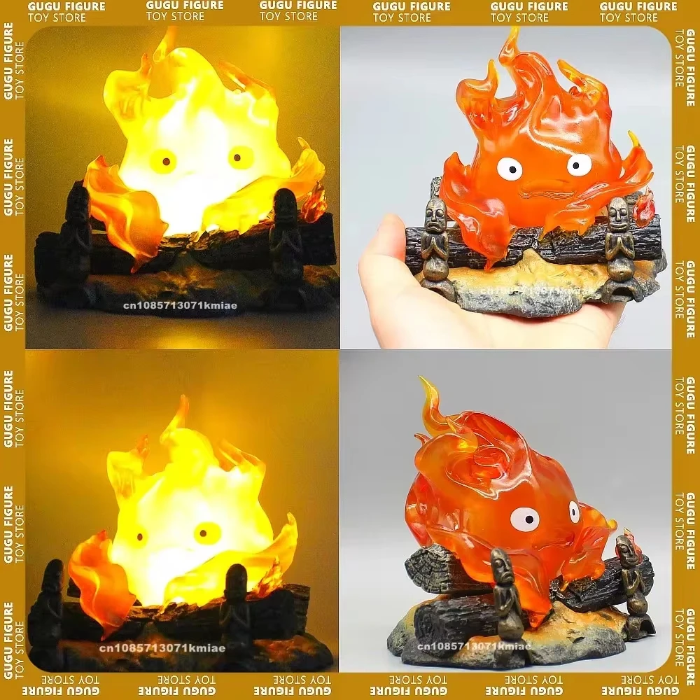 12 سنتيمتر أنيمي شخصية Calcifer مضيئة الكرتون عمل نموذج لجسم تمثال جمع سطح المكتب زينة زخرفية لعب الاطفال هدية
