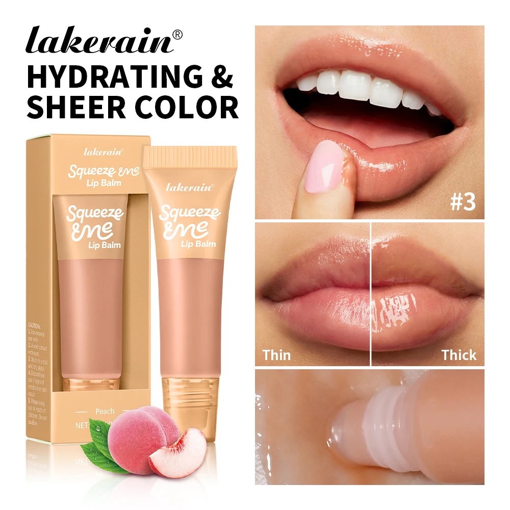 

Lakerain Squeeze Lip Balm Relieves Tightness​ Daily Care Hydrating Long Lasting Deeply Nourishes Shine Lip Tint Makeup