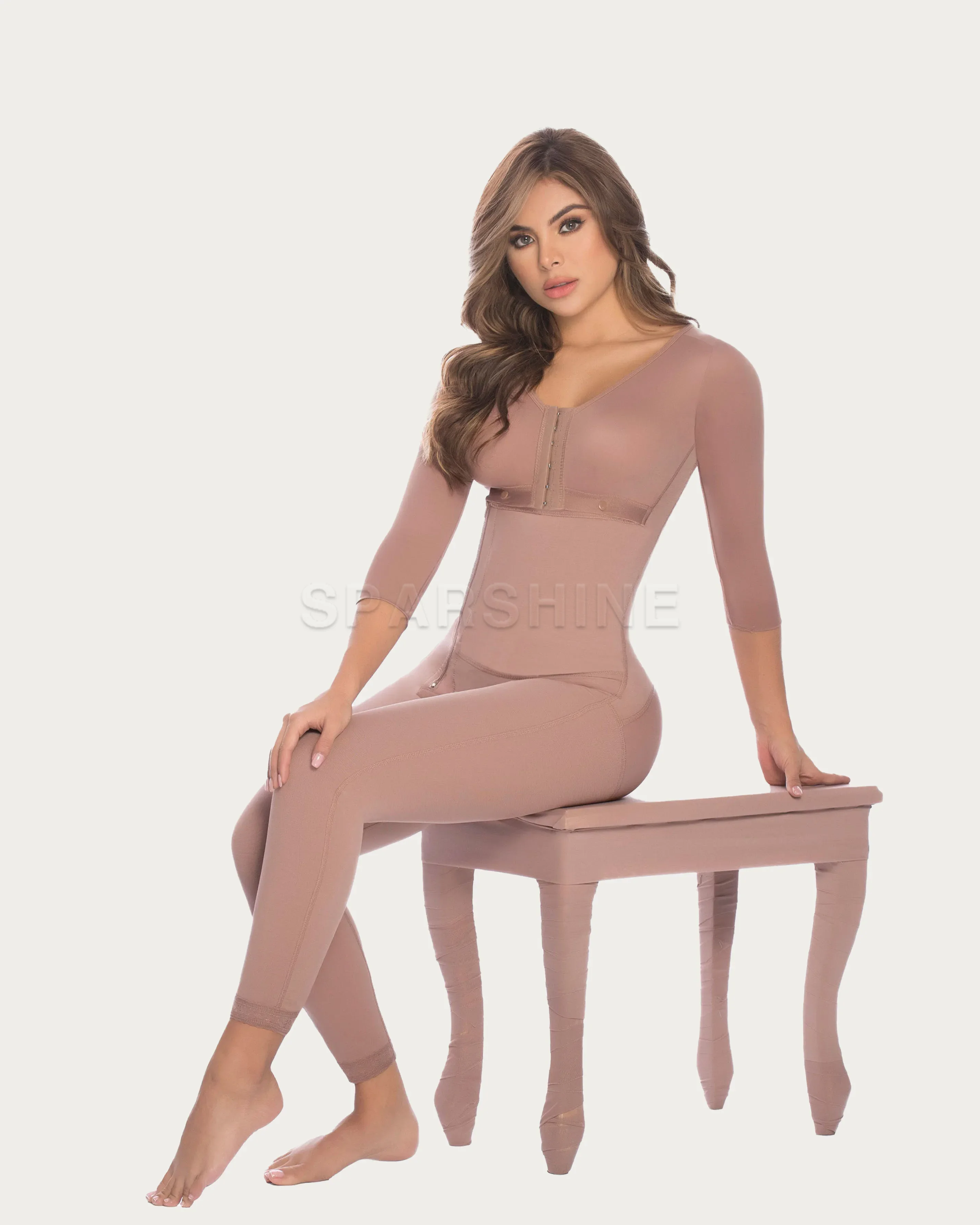 Long Sleeve Shapewear Hand Waist And Back Control Faja Cosmetic Recovery After High Compression Surgery Girdle