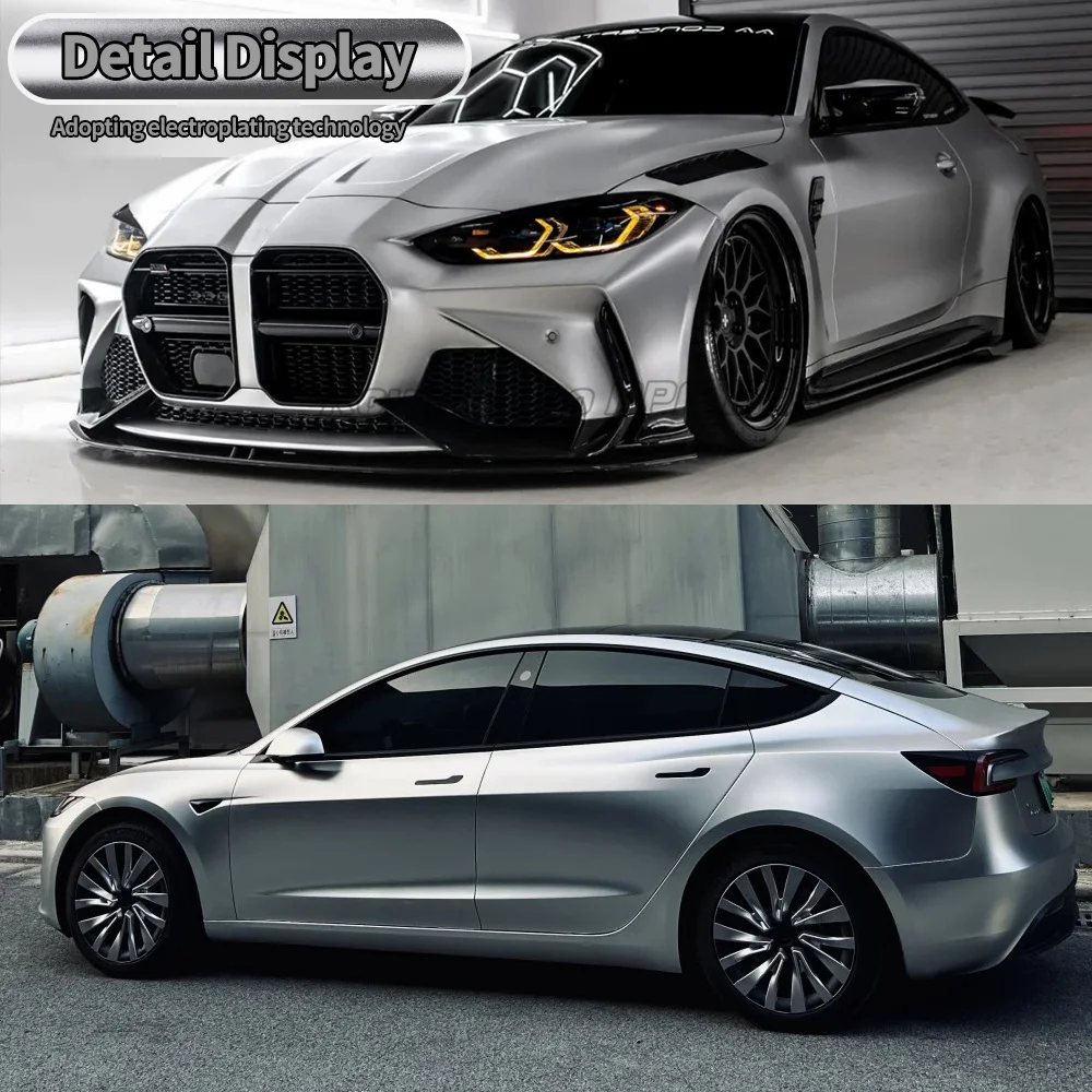 Highest Quality PET Alexandria Silver Vinyl Wrap Self Adhesive Sticker Decals Car Chrome Satin Silver Wraping For Car Motorcycle