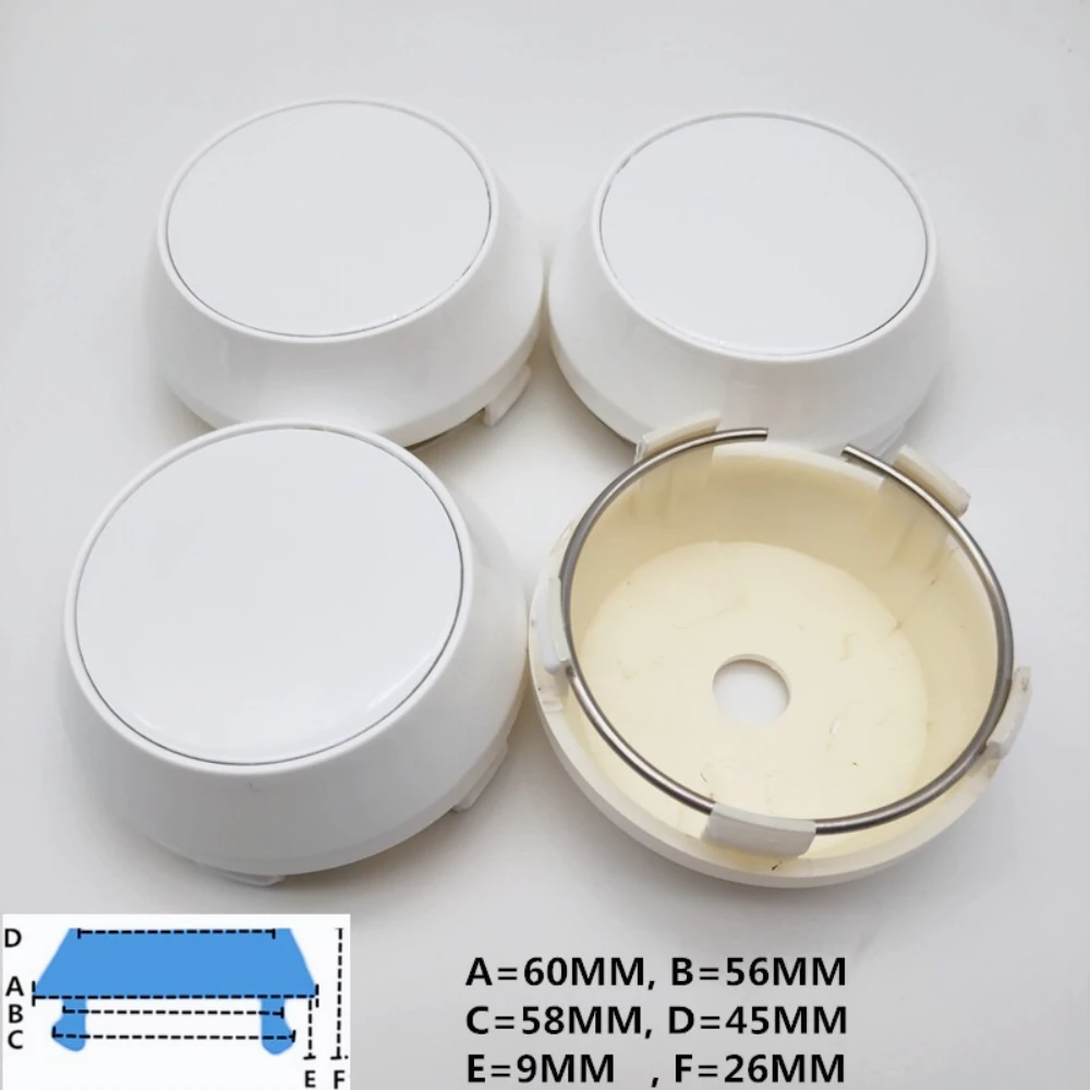4pcs White No Logo Emblem Car Wheel Center Caps High Cap Whites 60MM 65MM 68MM 69MM Wheels Hub Rim Hubcaps Cover Car Accessories view 3