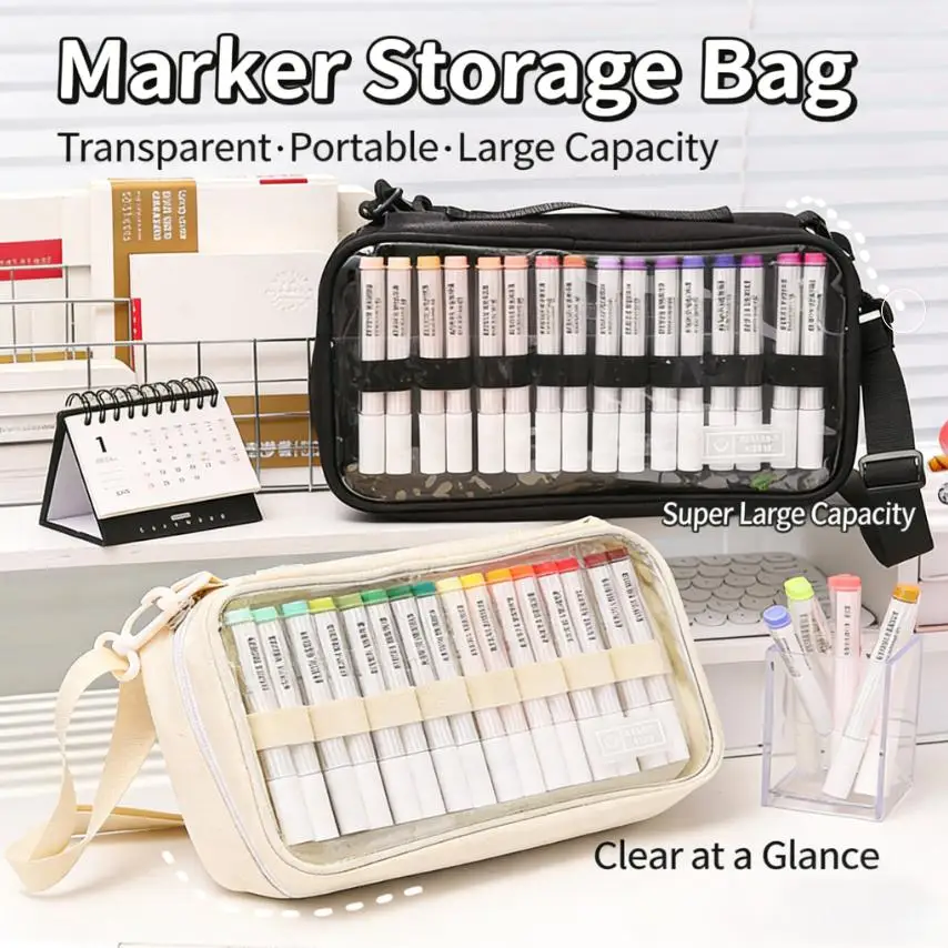 Marker Pen Storage Bag Transparent Large Capacity Visible Ar