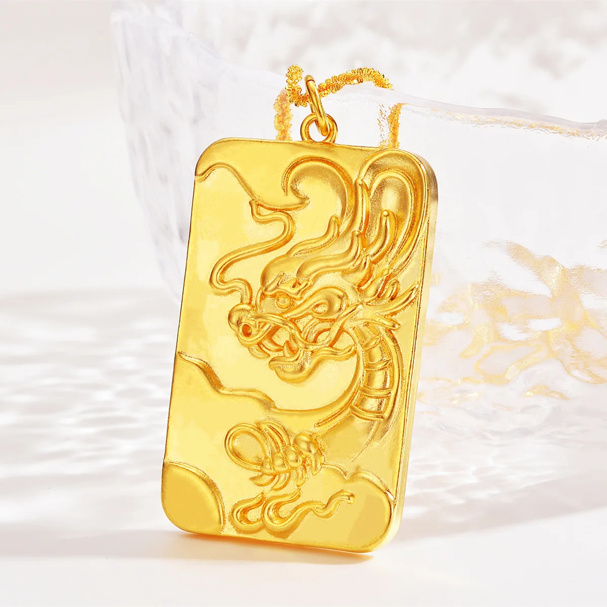 Noble AU999 gold mens pendant, lucky dragon brand, domineering 24K pure gold dragon year pendant, real gold necklace