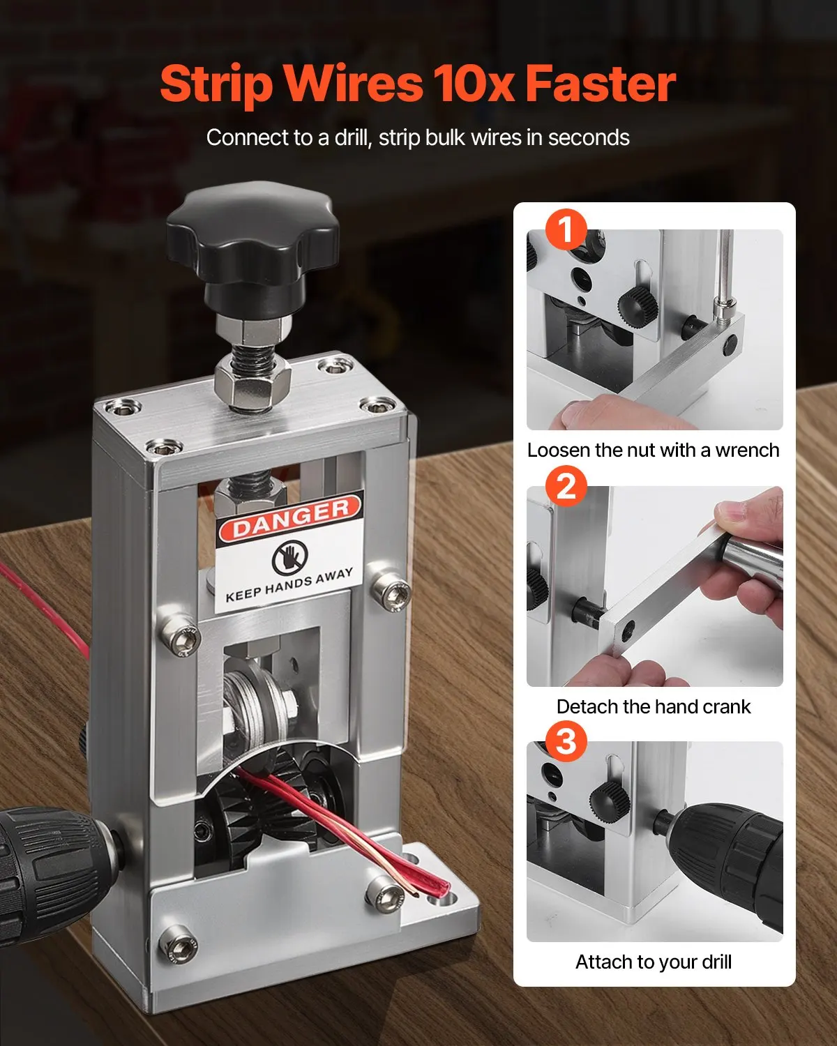 

Manual Wire Stripper Stripping Machine 0.06-1 In Hand Crank Or Drill Powered