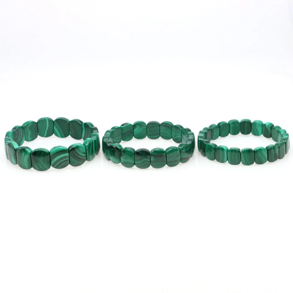 Natural Stone Malachite Square Beads Bracelets For Women Healing Crystal Faceted Rectangle Strand Bangle Gemstone Jewelry Gifts