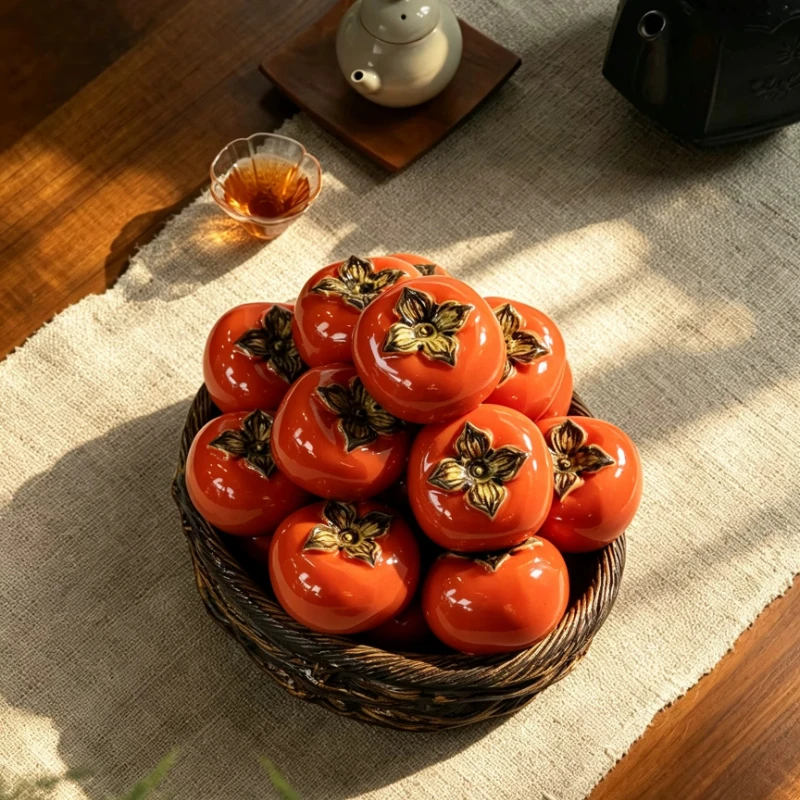 Intangible Cultural Heritage Handmade Stone Bay Pottery Persimmon Basket 