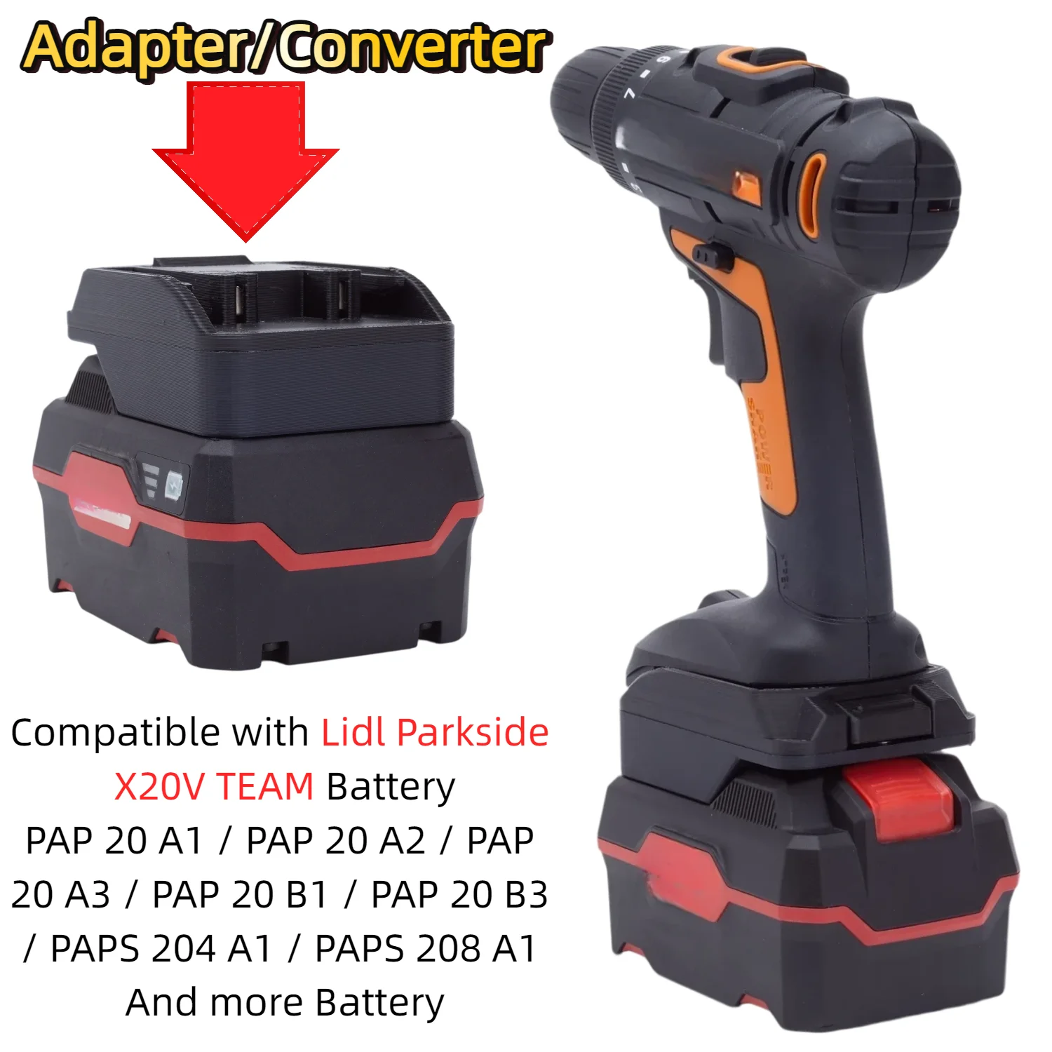Battery Adapter/Converter for Lidl Parkside X20V TEAM Battery To WORX 20V 6-PIN PowerShare WG/WX Garden Tools(Only Adapter)