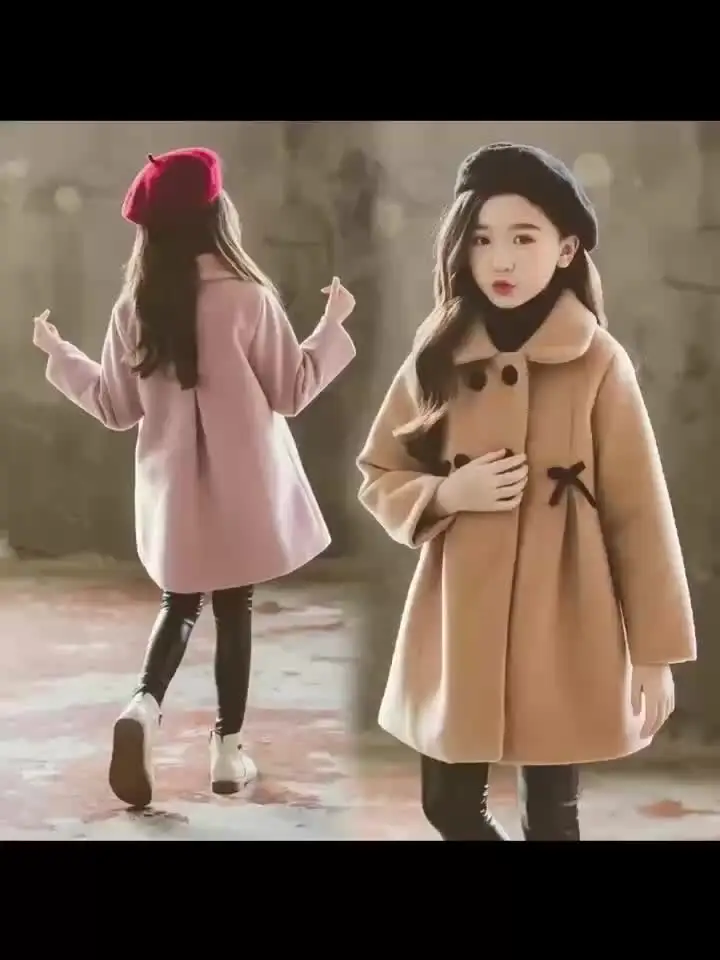 2024 Winter Teenage Girls Long Jackets Toddler Kids Outerwear