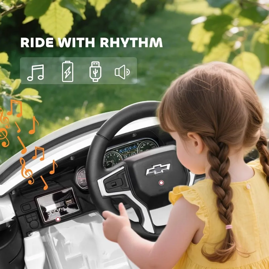 Coche de paseo con licencia, juguete de paseo con batería de 12V y 7AH con control remoto para padres, luces LED, música, suspensión de 4 ruedas, 3 S