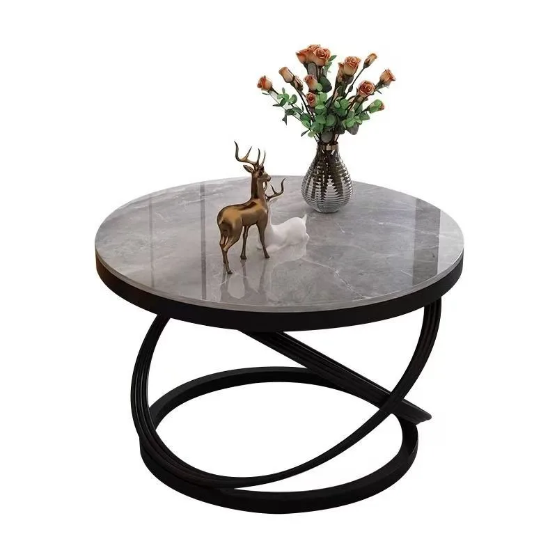 

Luxury living room round central table furniture marble top metal side table modern coffee table