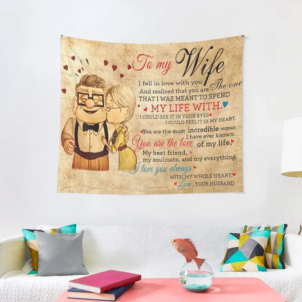 Carl and Ellie To My Wife I Love You Always With My Whole Heart, Valentines Gift For Wife Tapestry Room Decorator Tapestry