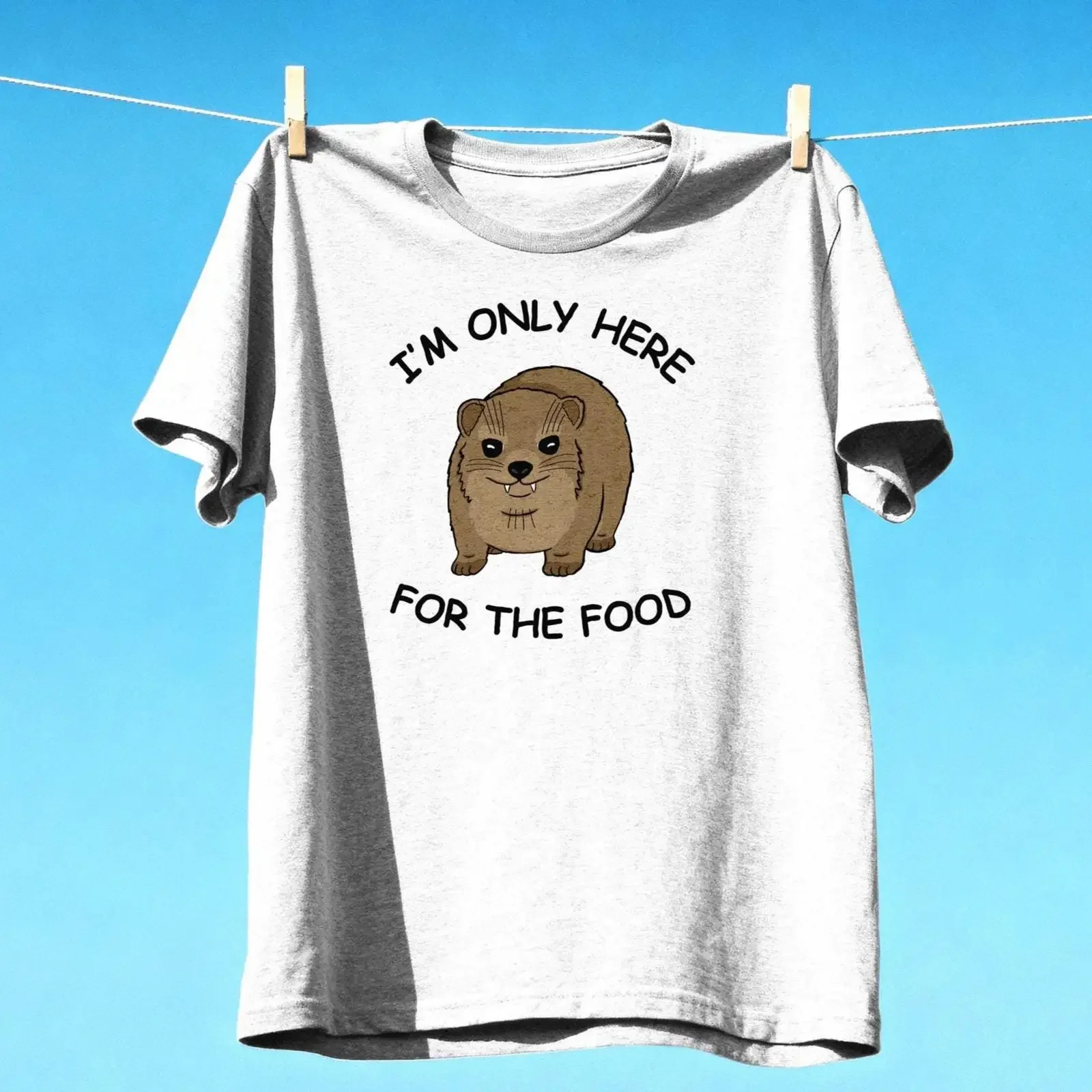 I'm Only Here For The Food Funny Hyrax T Shirt Cute Animal Foodie Humor Niche Lover Meme vintage Washed Slightly Comfortable