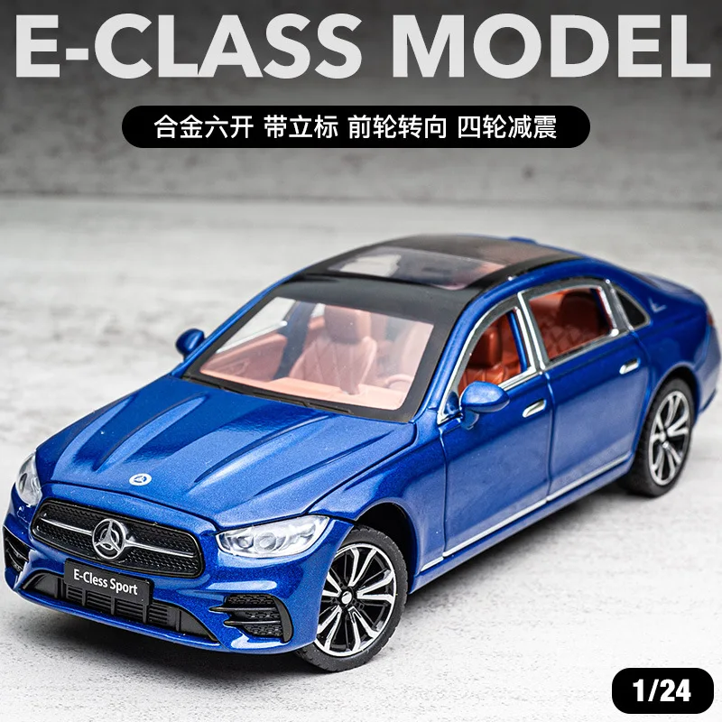 1:24 Mercedes-Benz E300L & Taxi E-Class Sport Simulation Diecast Metal Alloy Model car Sound Light Collection Kids Toy Gift