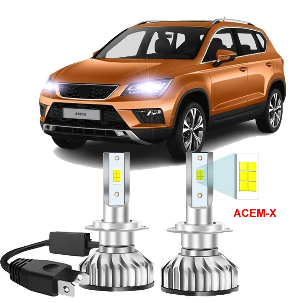 

2Pcs Led Headlight Bulb for Seat Ateca 2016 2017 2018 2019 2020 LED High Low Beam LED Headlamp 6500K Canbus