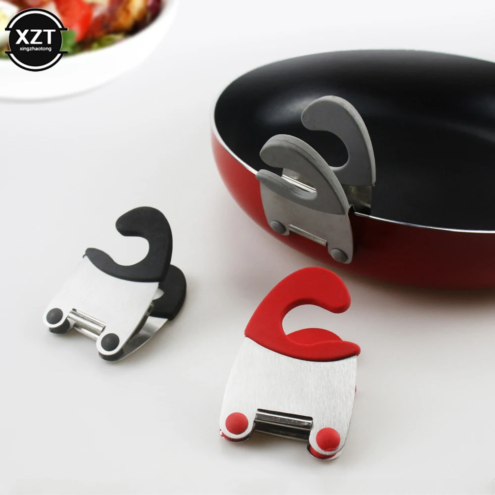 

1Pcs Soup Pot Fixing Clip Stainless Steel Pot Side Clips Rubber Anti-scalding Spoon Holder Kitchen Gadgets