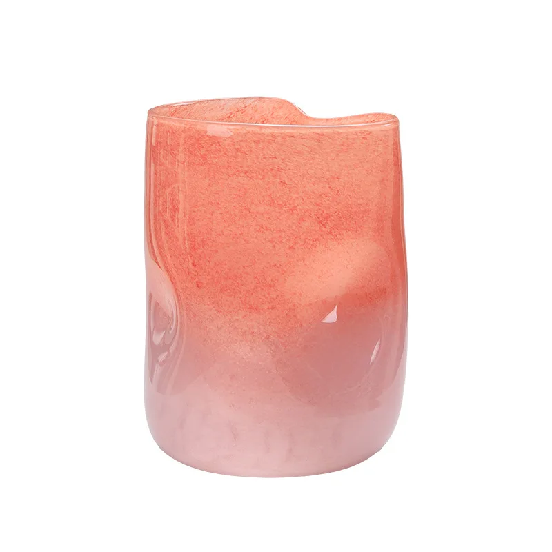 

Orange Pink Gradient Straight Cylinder Glass Vase Ornament Premium Home Living Room Hydroponic Flower Maker