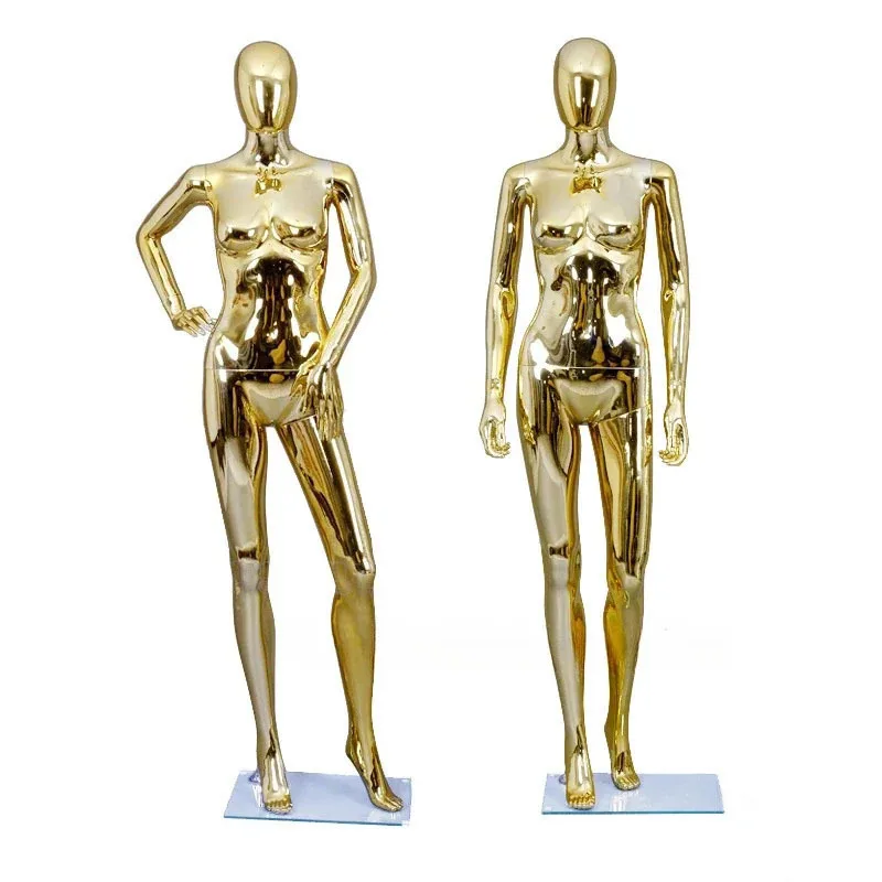 Modern Gold Mannequins for Women's Clothing Stylish Plastic Full Body Mannequins Simple Adult Mannequins for Clothing Stores