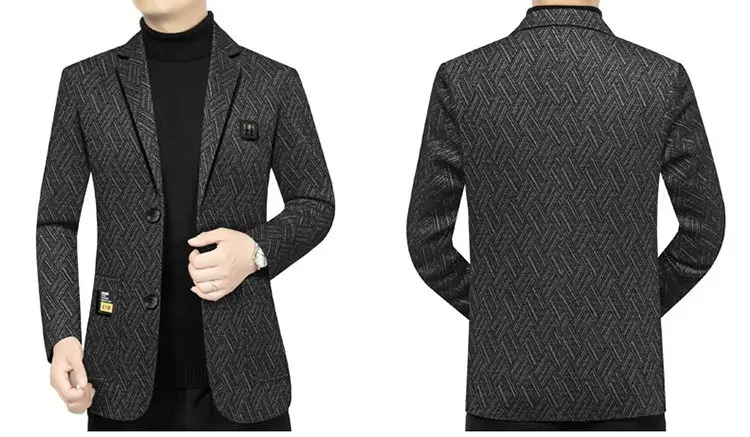 Herren-Blazer Modischer Business-Bankett-Tanz-Sänger-Blazer Gestreifter Figurbetonter Lässiger Trendiger Hochzeits-Bankett-Performance-Blazer – Detail 14