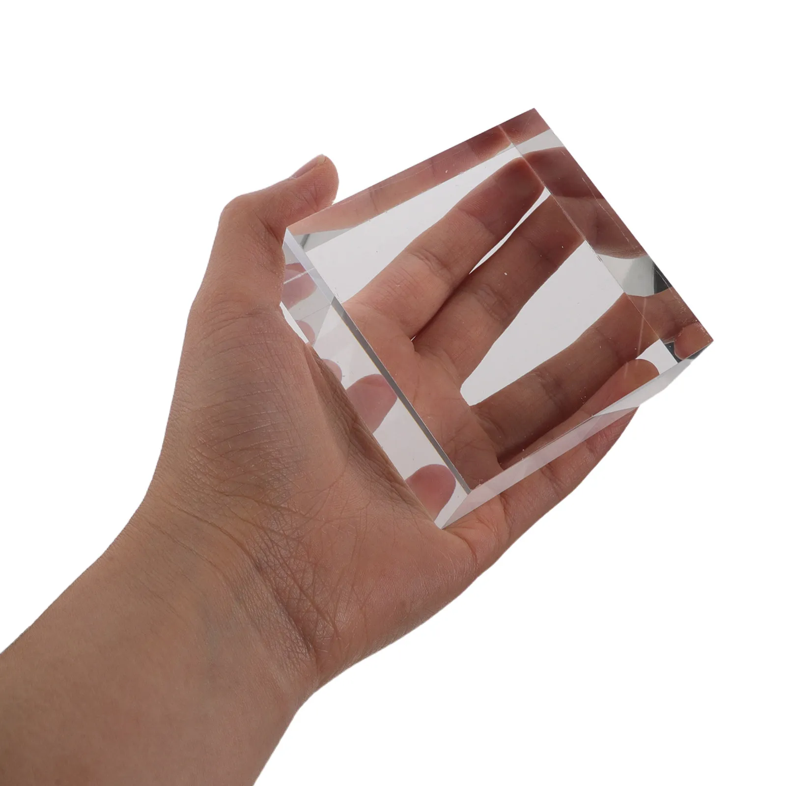 

2Pcs Transparent Polished Acrylic Jewelry Display Cube Stand Stable Square Base for Ring Necklace Craft Photography