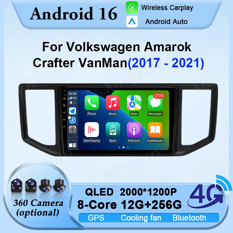 

Wireless Carplay QLED Screen Android 16 Video Player For VW Amarok Crafter VanMan 2017-2021 Multimedia BT Car Radio Navigation